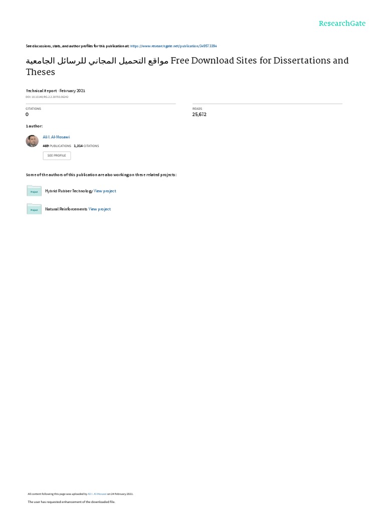 Free Download Sitesfor Dissertationsand Theses Pdf