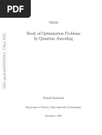 Study of Optimization Problems by Quantum Annealing: Thesis