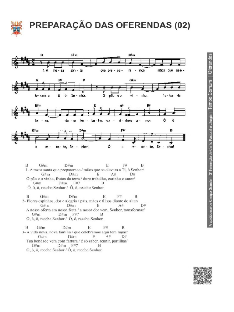 Partitura A Mesa Santa Que Preparamos | PDF