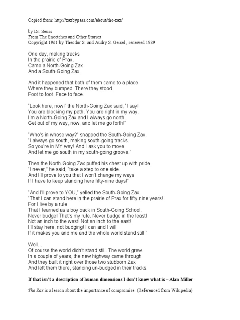 The Zax DR Seuse PDF