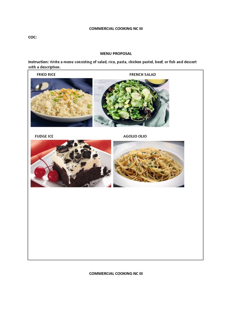 Coc 1 Nciii | PDF | Kitchen Utensil | Pasta