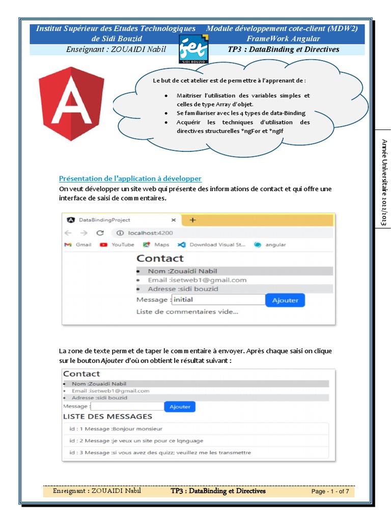 DataBinding et Directives Angular TP3 | PDF | Bootstrap (Front End ...
