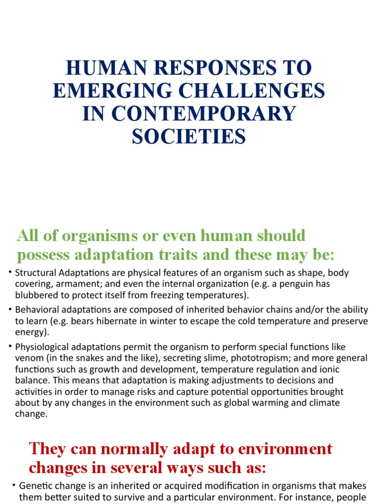 Human Responses To Emerging Challenges in Contemporary Societies PDF