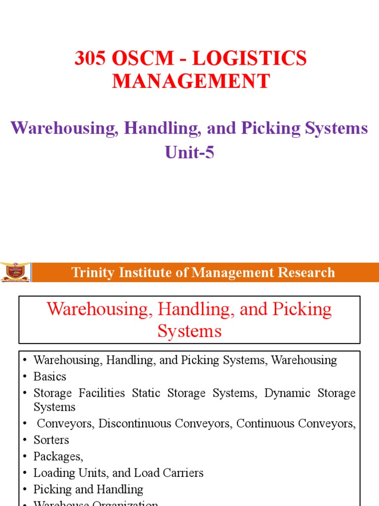 Warehousing and Logistics Management Guide | PDF | Warehouse | Inventory