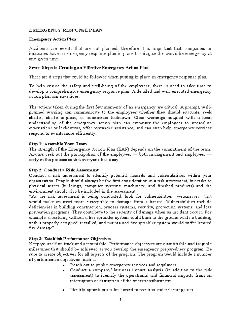 Emergency Response Plan PDF Emergency Management Emergency