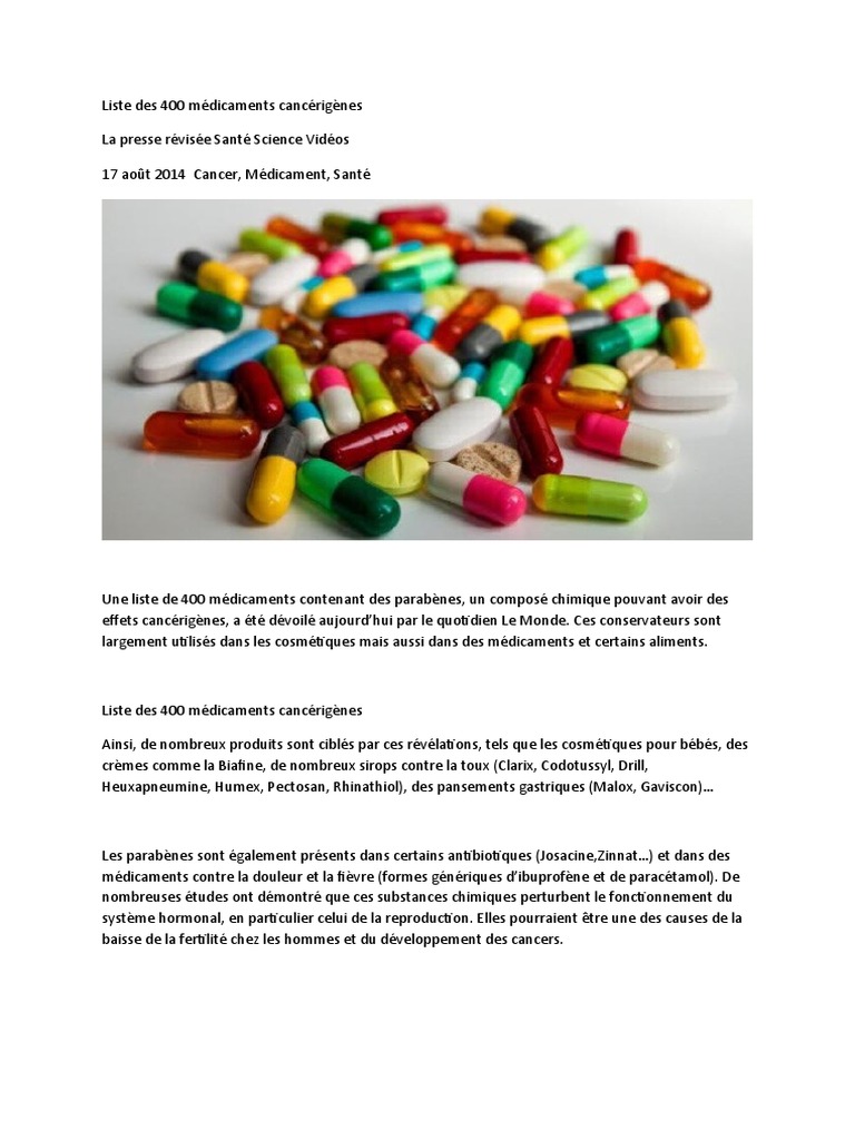 Médicaments Cancérigènes Révélés | PDF | Cancer | Cosmétique