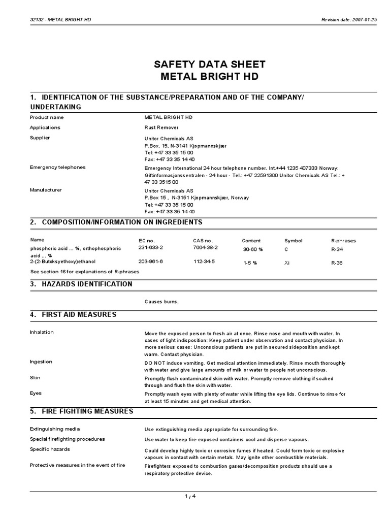 6 Unitor Metal Brite HD PDF Firefighting Chemistry