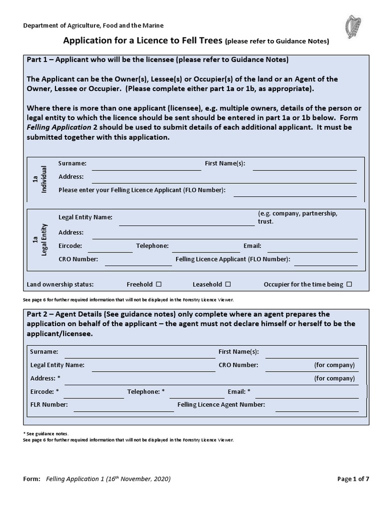 Application For A Licence To Fell Trees PDF License Forests