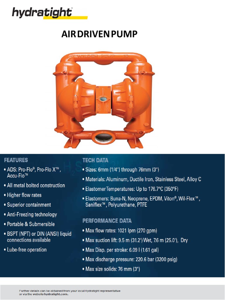 Air Driven Pump Data Sheet PDF