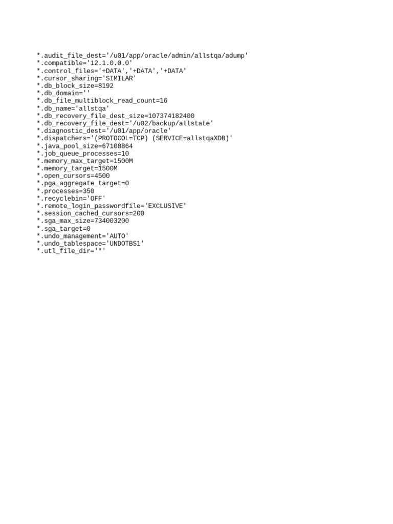 Oracle Database Configuration Settings | PDF