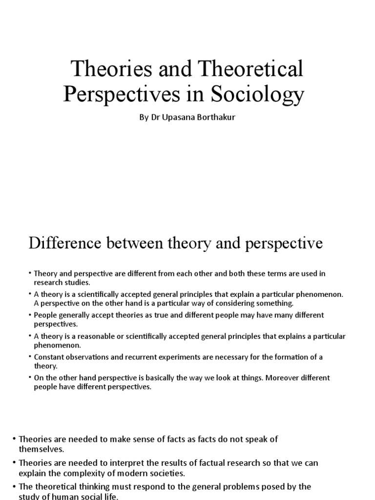 Theories and theoretical perspectives in sociology pdf