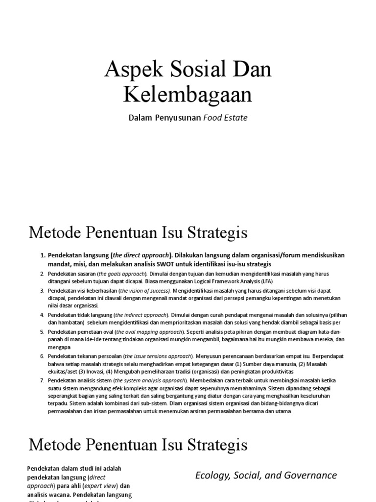 Aspek Sosial Dan Kelembagaan Food Estate PDF