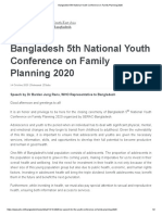 Bangladesh 5th National Youth Conference On Family Planning 2020