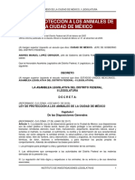 Ley de Protección A Los Animales de La Ciudad de México: Decreto