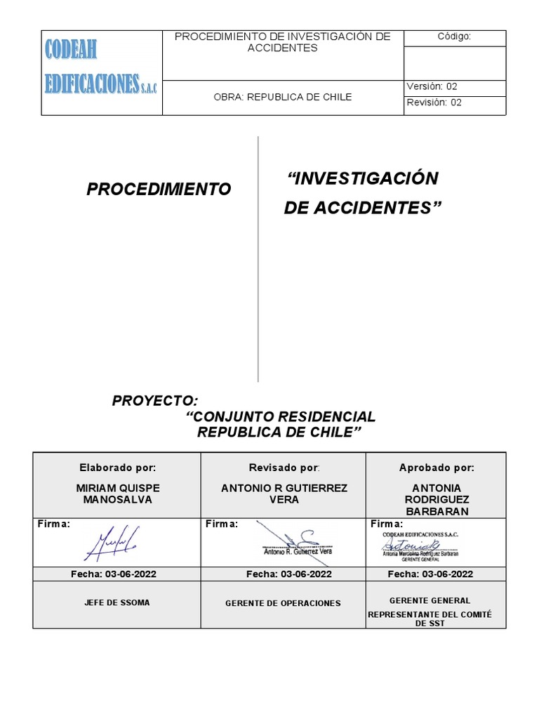Procedimiento de Investigación y Reporte de Incidentes | PDF ...