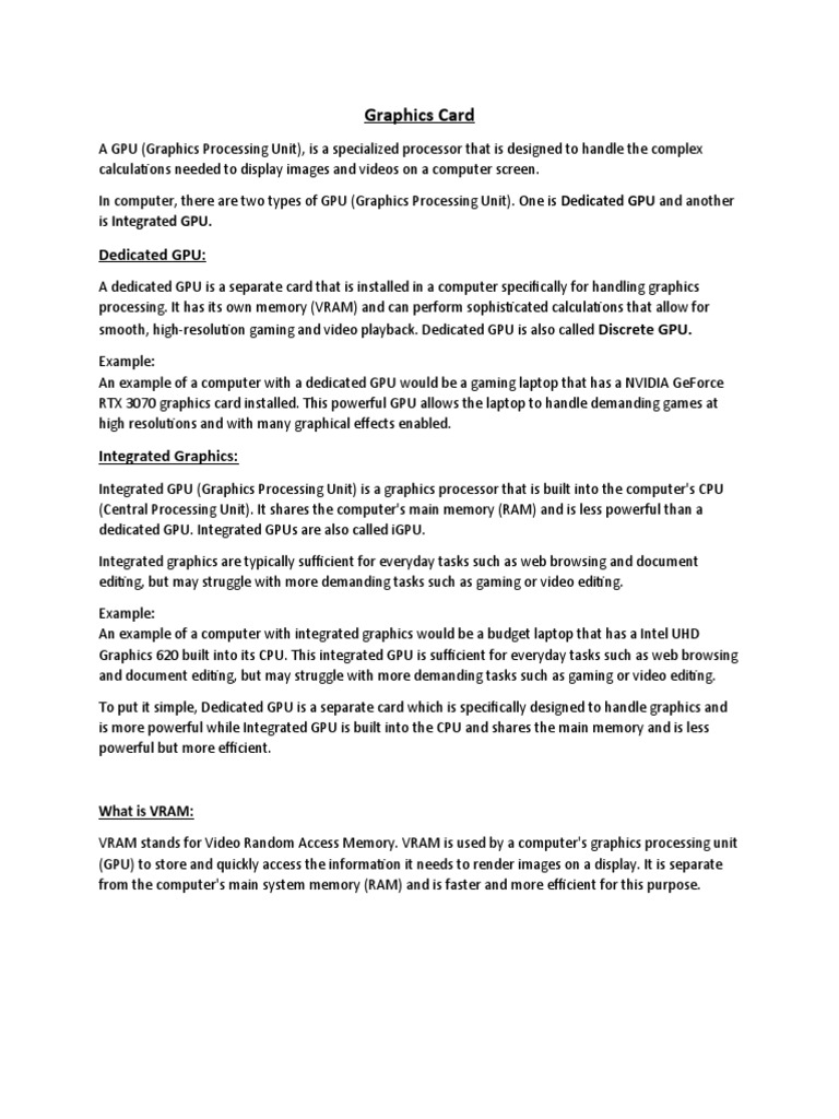 Graphics Card Definition PDF Graphics Processing Unit Computer