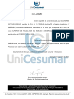 Declaração de matrícula em curso de Análise e Desenvolvimento de Sistemas