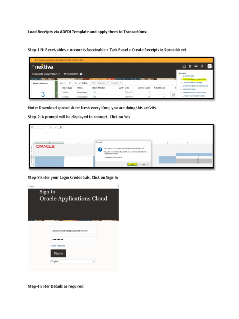 Apply Receipts via ADFDI in Oracle Fusion | PDF | Business | Computers