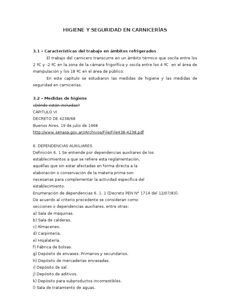 Higiene y Seguridad en Carnicerías | PDF | Carne | Herramientas