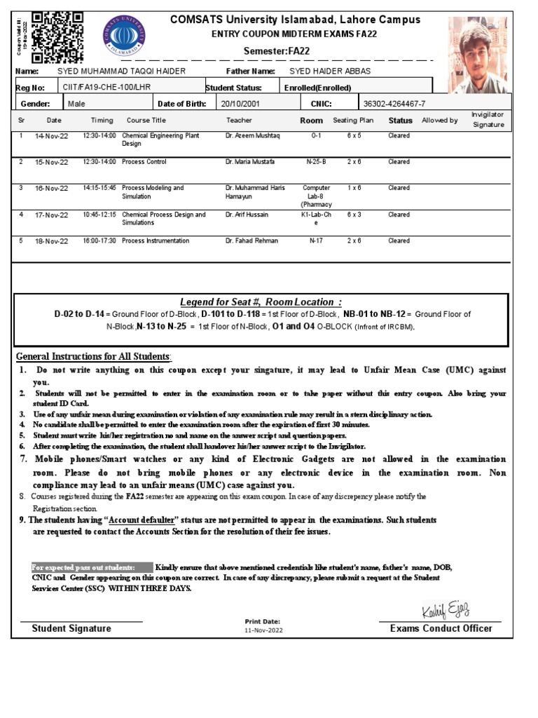 Midterm exam coupon for SYED MUHAMMAD TAQQI HAIDER PDF