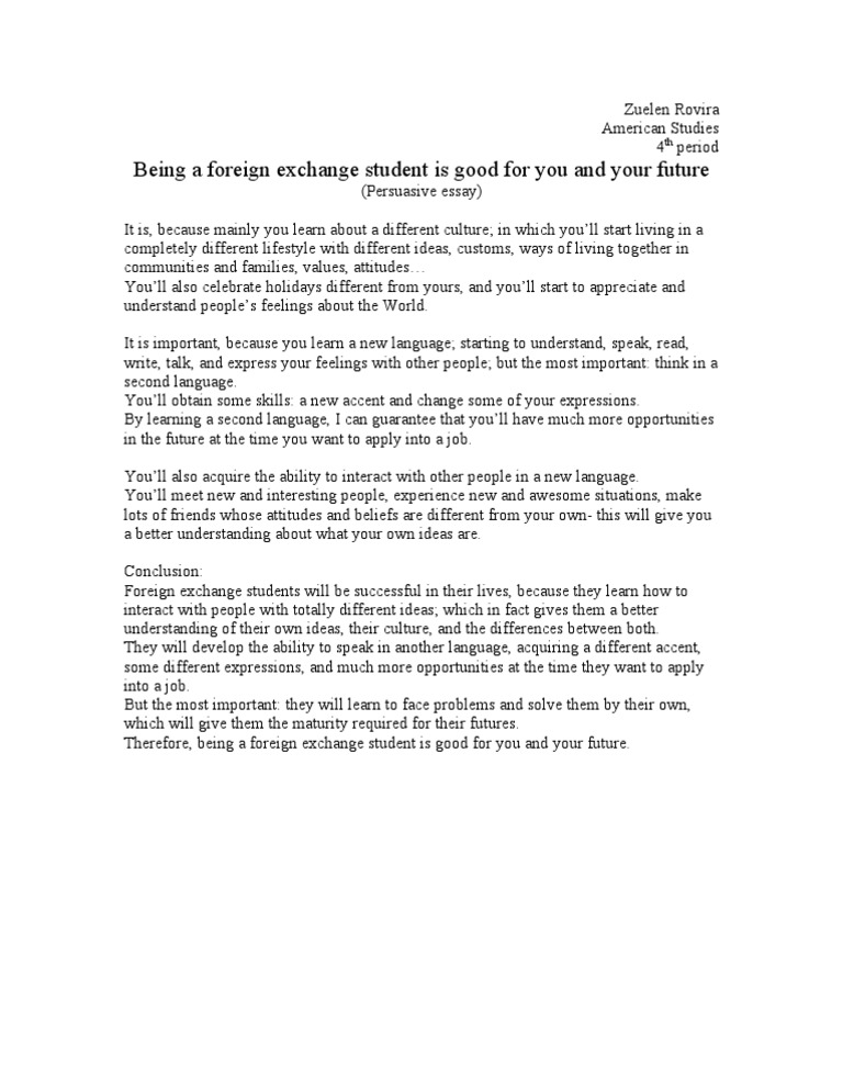 Benefits of Being an Exchange Student | PDF | Foreign Language Studies