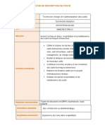 Fiche de Poste Technicien Chargé de L'administration Des Outils