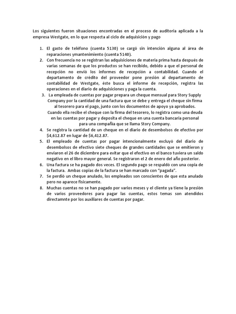 Caso Ciclo de Adquisiciones y Pagos | PDF | Cheque | Contabilidad