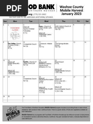 1 2023 Washoe County Mobile Harvest Calendar | PDF | Reno