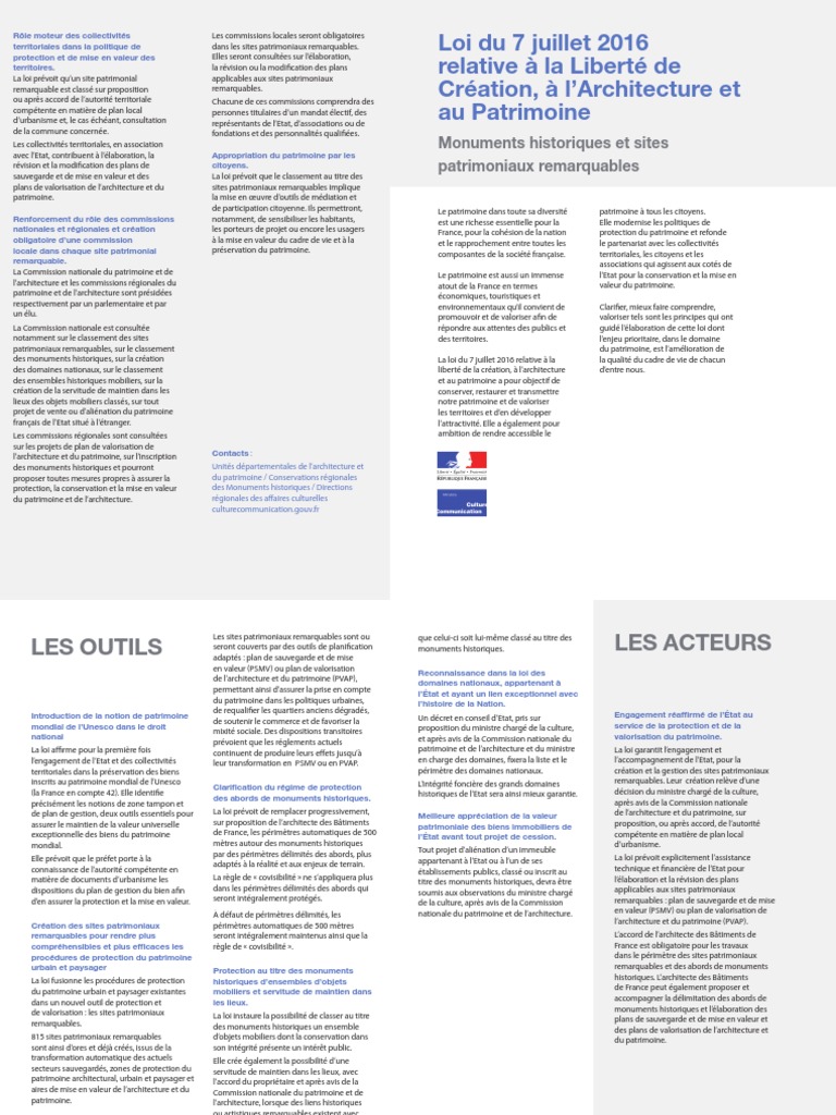 Loi LCAP : Valorisation du patrimoine | PDF | Héritage culturel