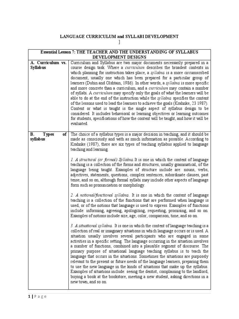 Types of Syllabi in Language Teaching | PDF | Curriculum | Teaching Method