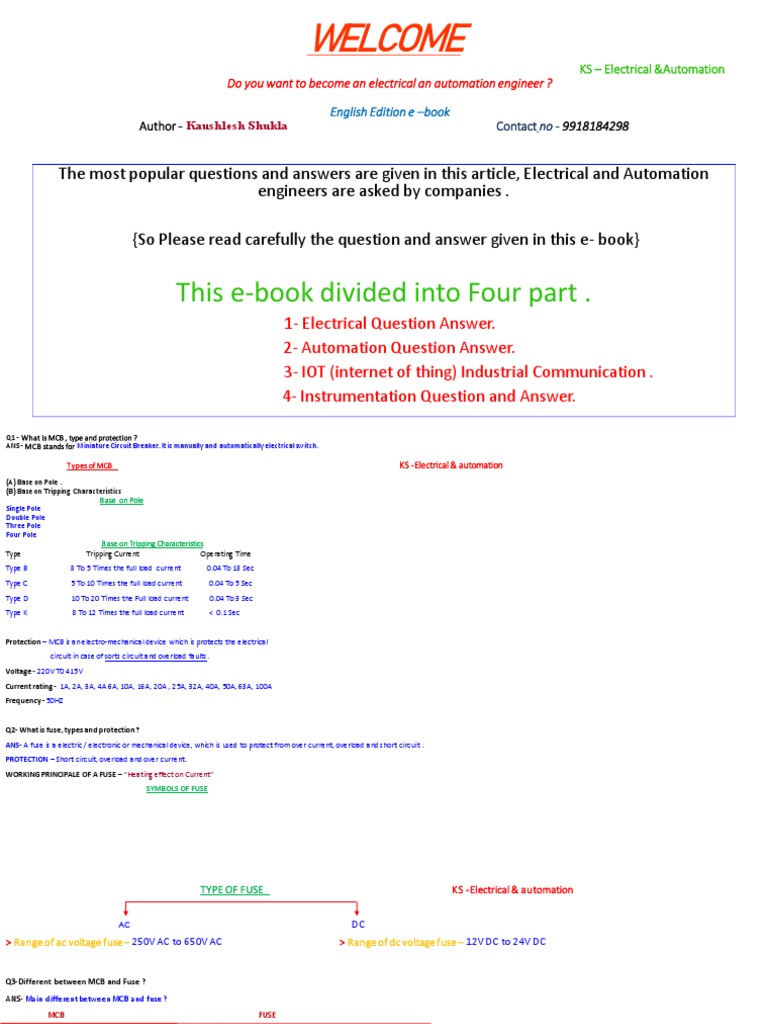 Electrical & Automation Basics Guide | PDF | Fuse (Electrical) | Relay