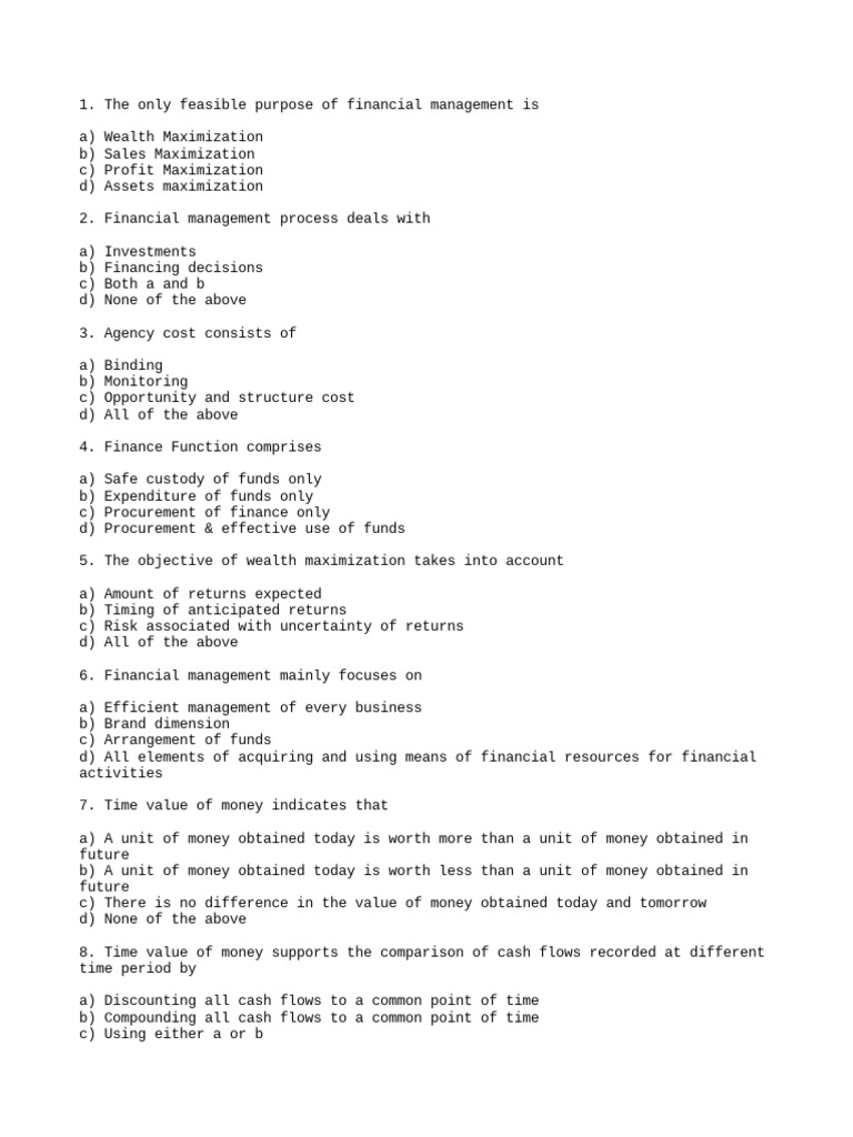 Financial Management Mcqs 2 | PDF | Working Capital | Cash Flow Statement