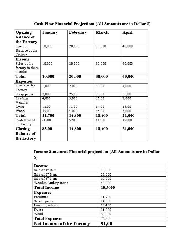 Financial Projections Project 2 PDF Fixed Asset Expense