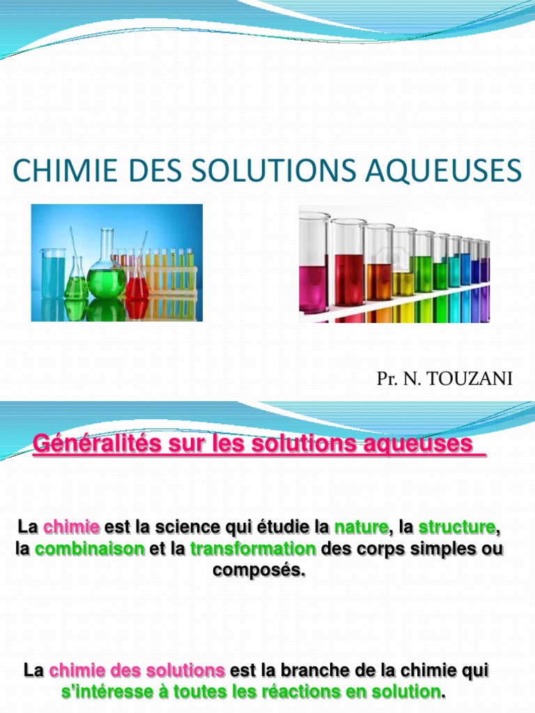 Chimie des solutions aqueuses | PDF | Concentration molaire | Ph