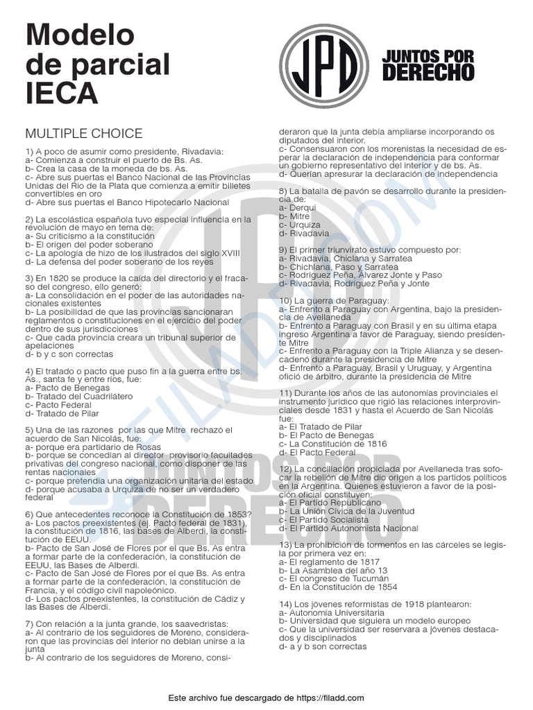 Modelo de Parcial IECA 2019 | PDF | Argentina | Paraguay