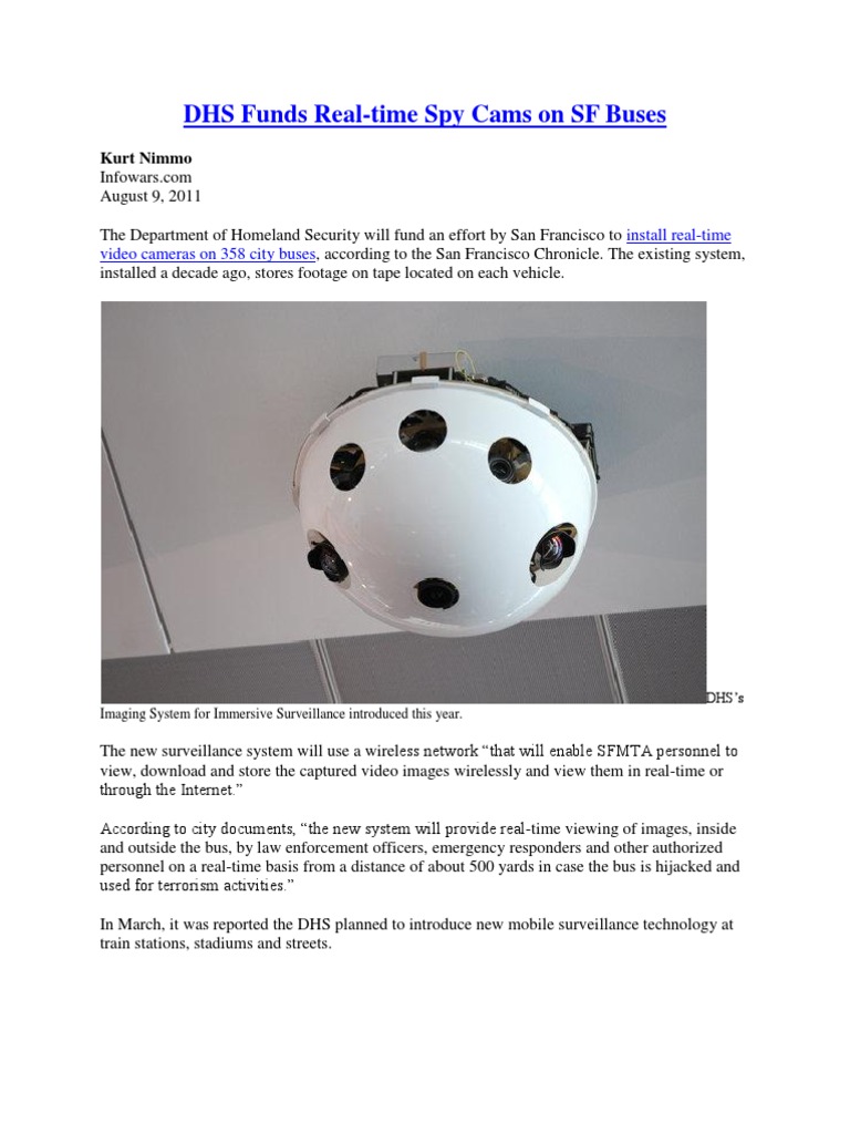 DHS Funds Surveillance Cameras on Buses | PDF | United States ...