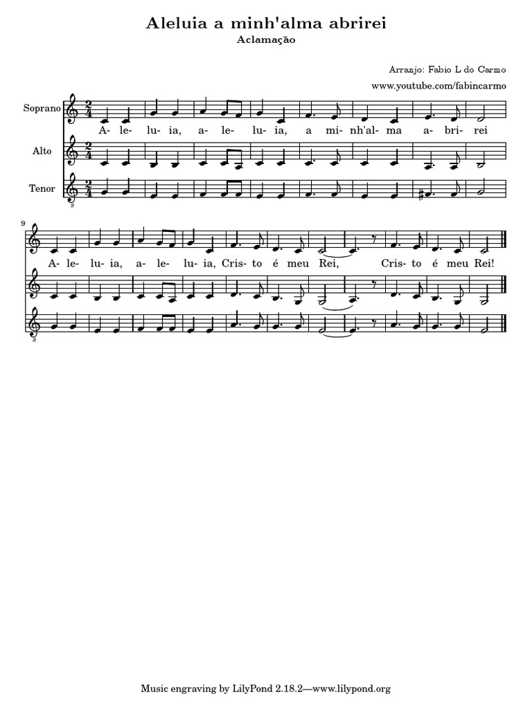 Aleluia A Minh'alma Abrirei Partitura | PDF