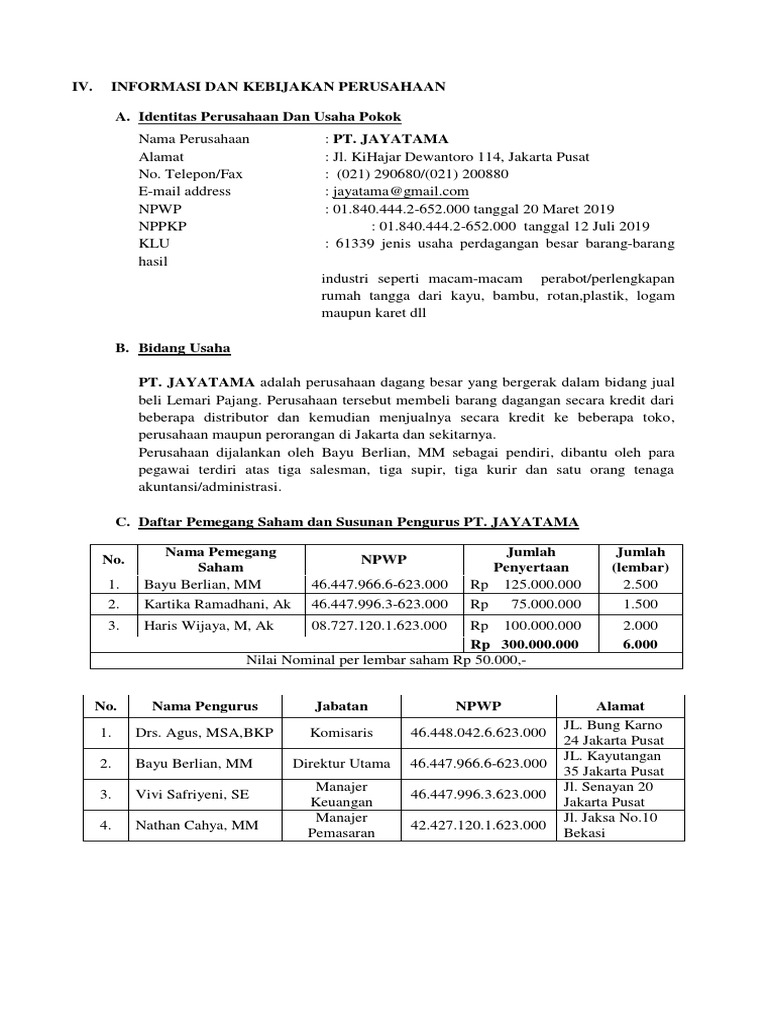 Data Perusahaan Pt Jayatama Pdf