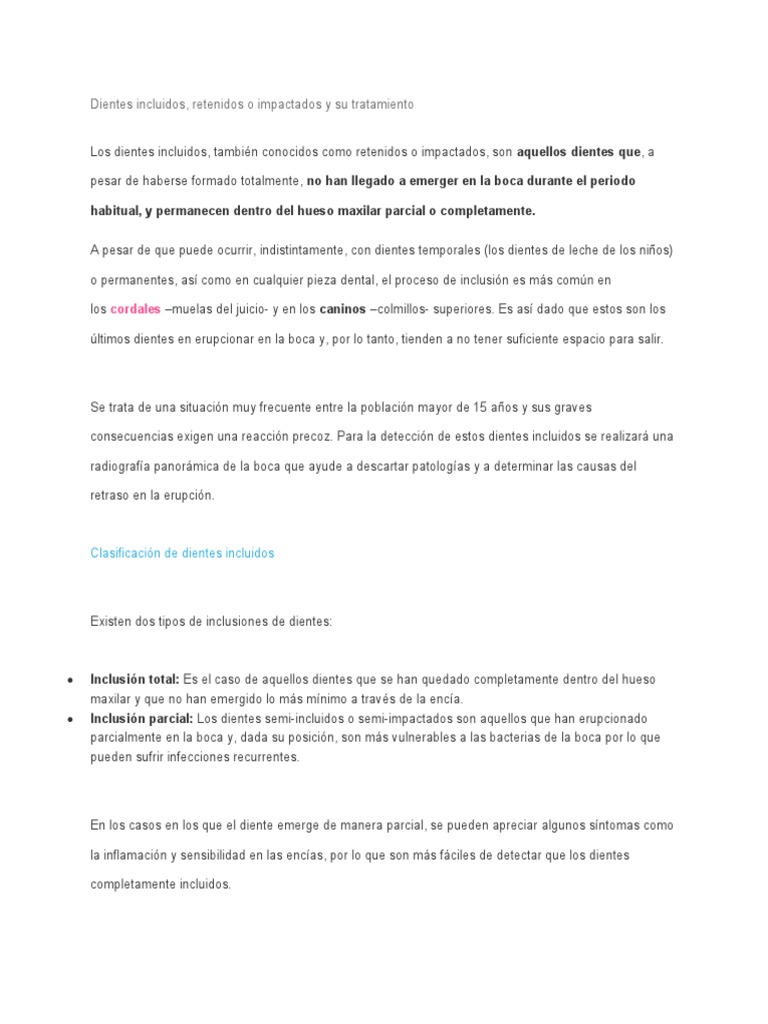 Tratamiento de dientes incluidos y retenidos | PDF | Ortodoncia | Diente