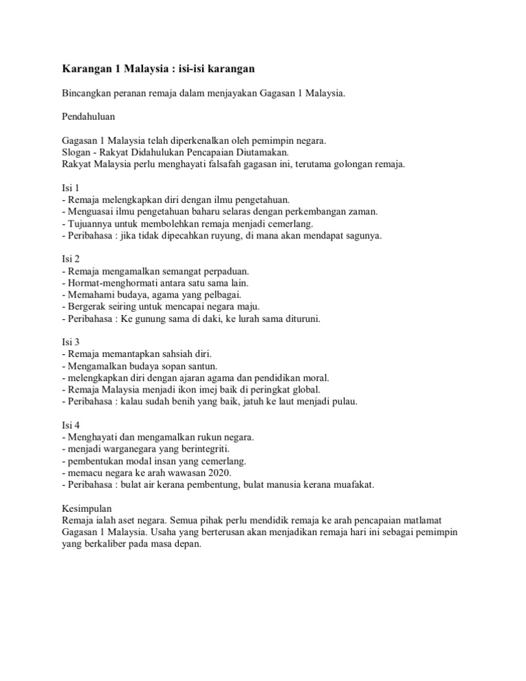 Karangan 1 Malaysia Pdf