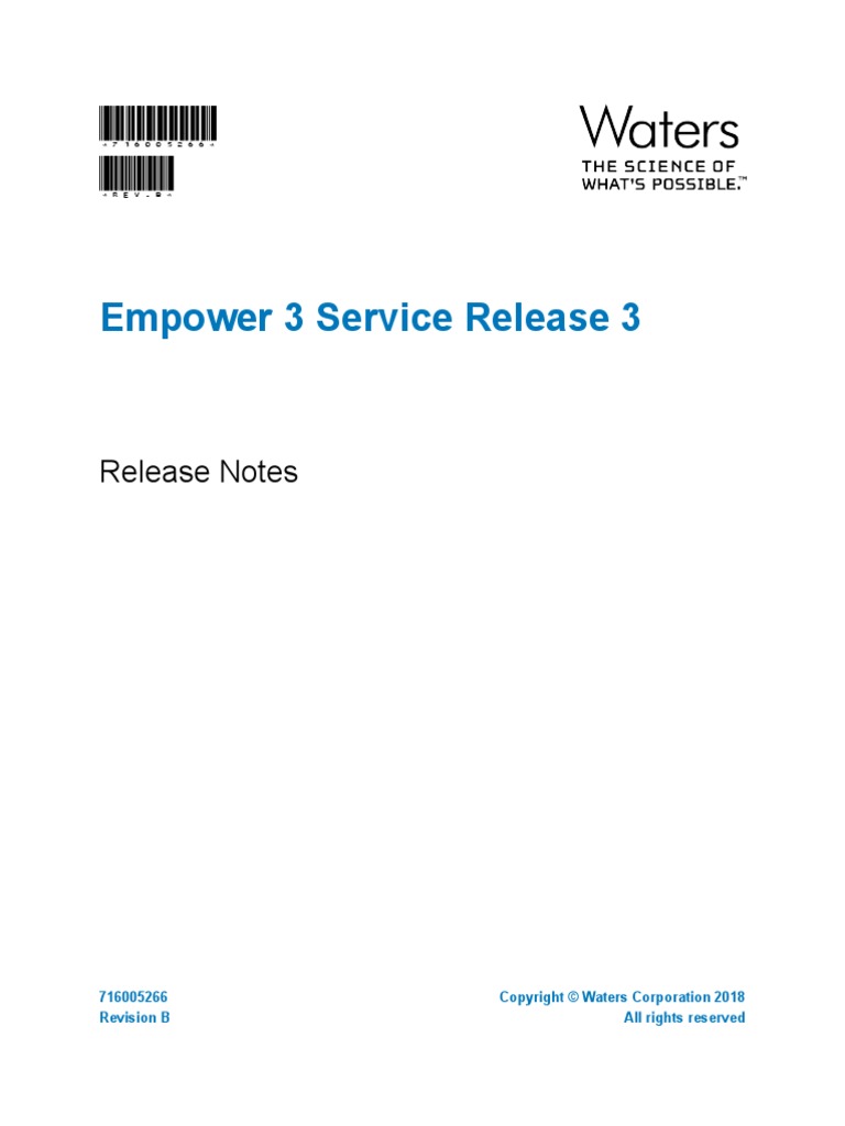 Empower SR3 Release Notes | PDF | Installation (Computer Programs.