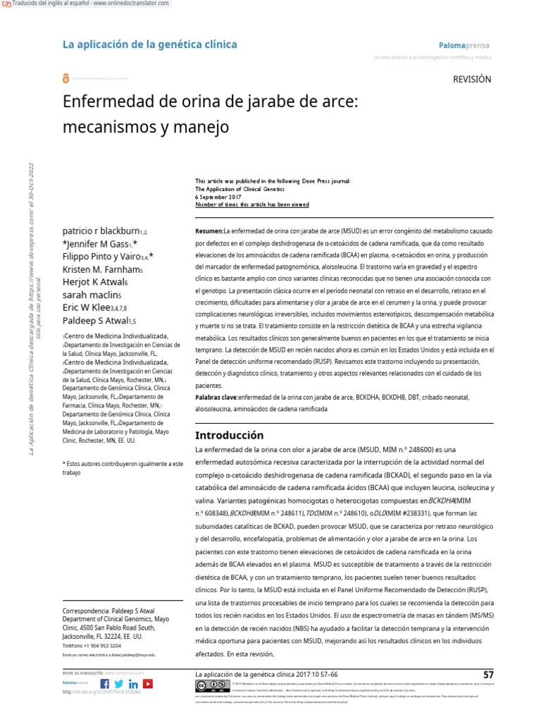 TACG 125962 Maple Syrup Urine Disease Mechanisms and Management