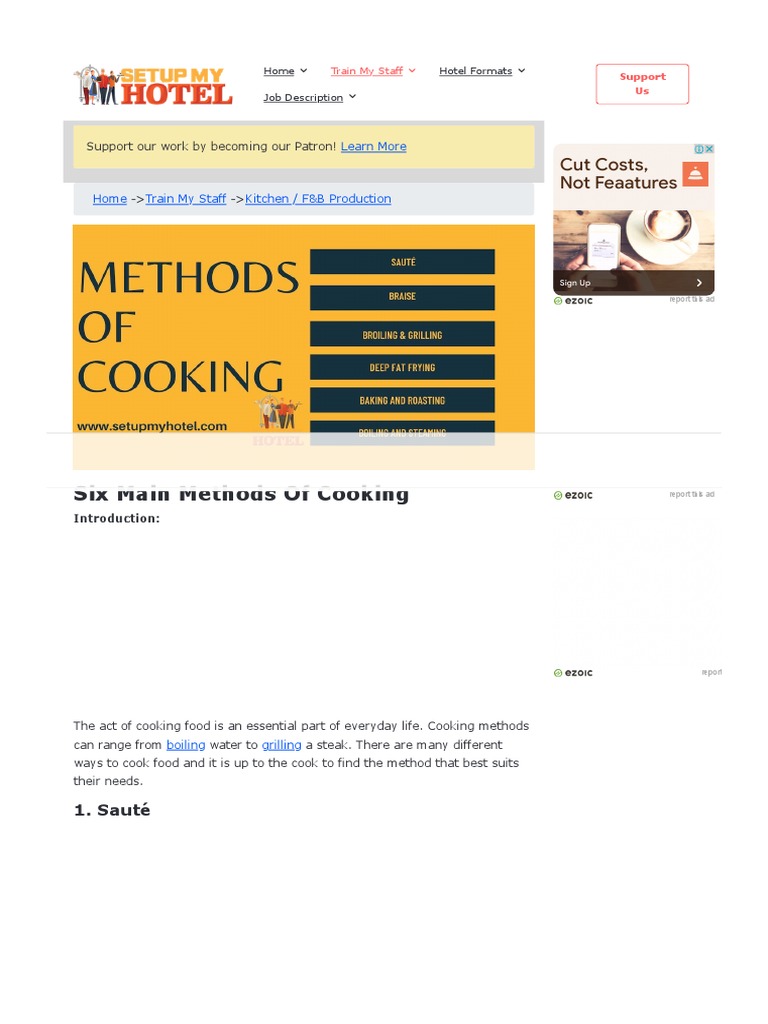 6 Main Methods of Cooking | PDF