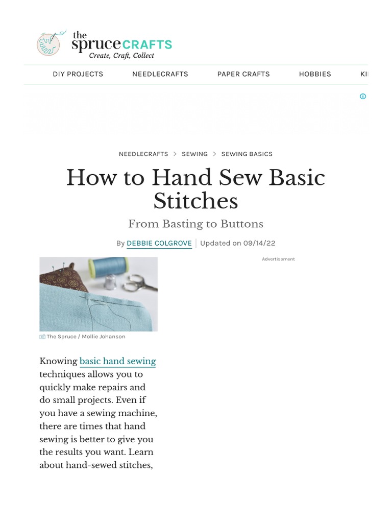 How To Hand Sew Basic Stitches PDF Sewing Seam (Sewing)