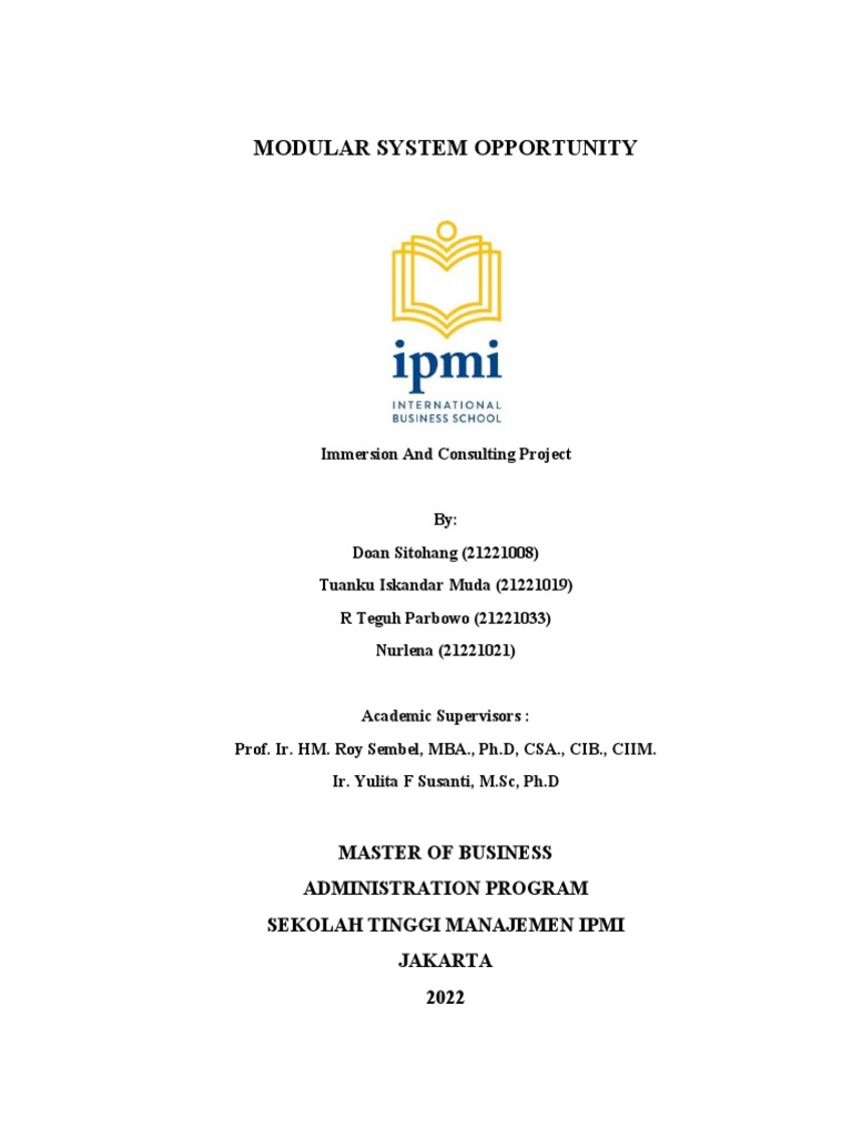 Group 5 - ICP - Modular System Opportunity - Report | PDF | Economic ...