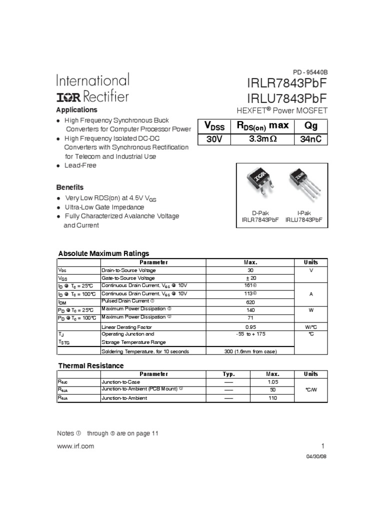 Datasheet | PDF | Field Effect Transistor | Mosfet