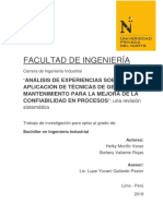 Tecnicas de Gestion de Mantenimiento para Mejora de Procesos