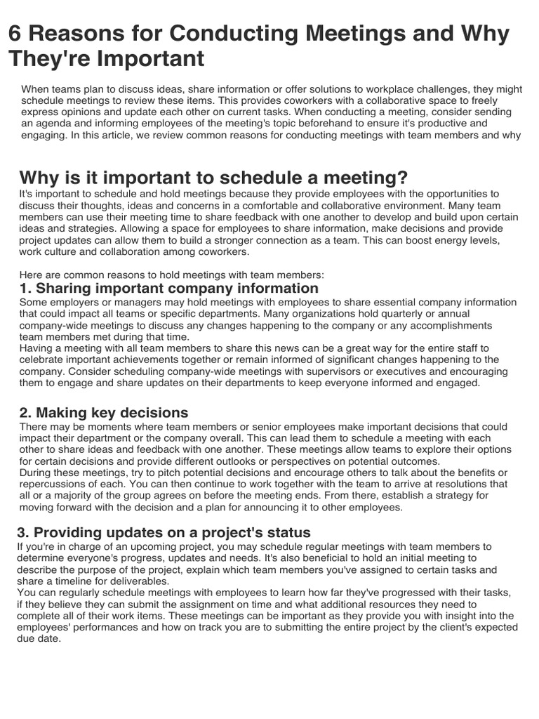 6 Reasons For Conducting Meetings and Why They're Important Why Is It