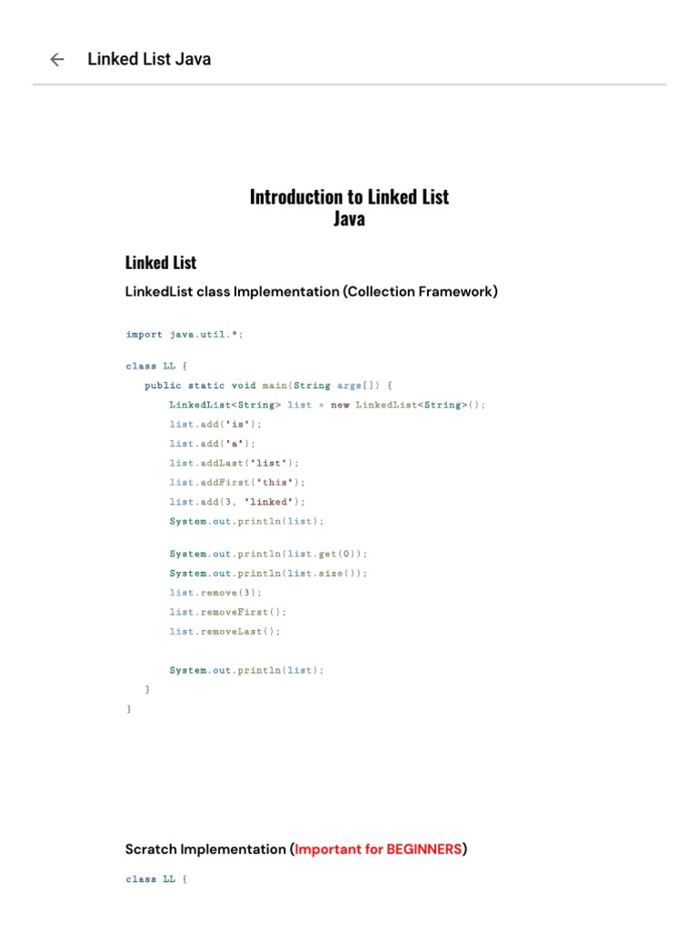 Linked List Java PDF