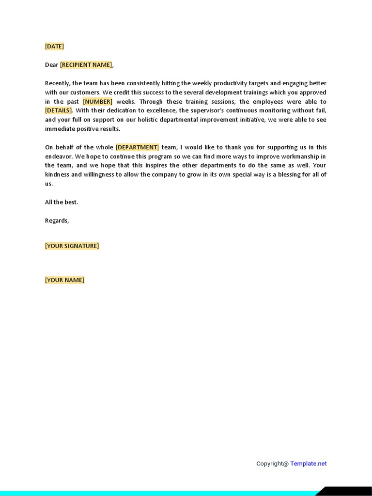Thank You For Your Support Letter To Boss | PDF